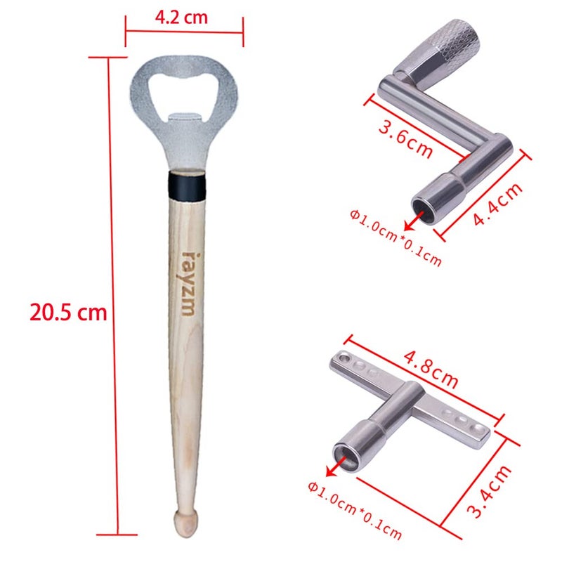 Rayzm Standard Drum Key, Continuous Motion Speed Key and Drumstick Beer Bottle Opener, Novelty Gift for Drummers (Pack of 3) - Image 2